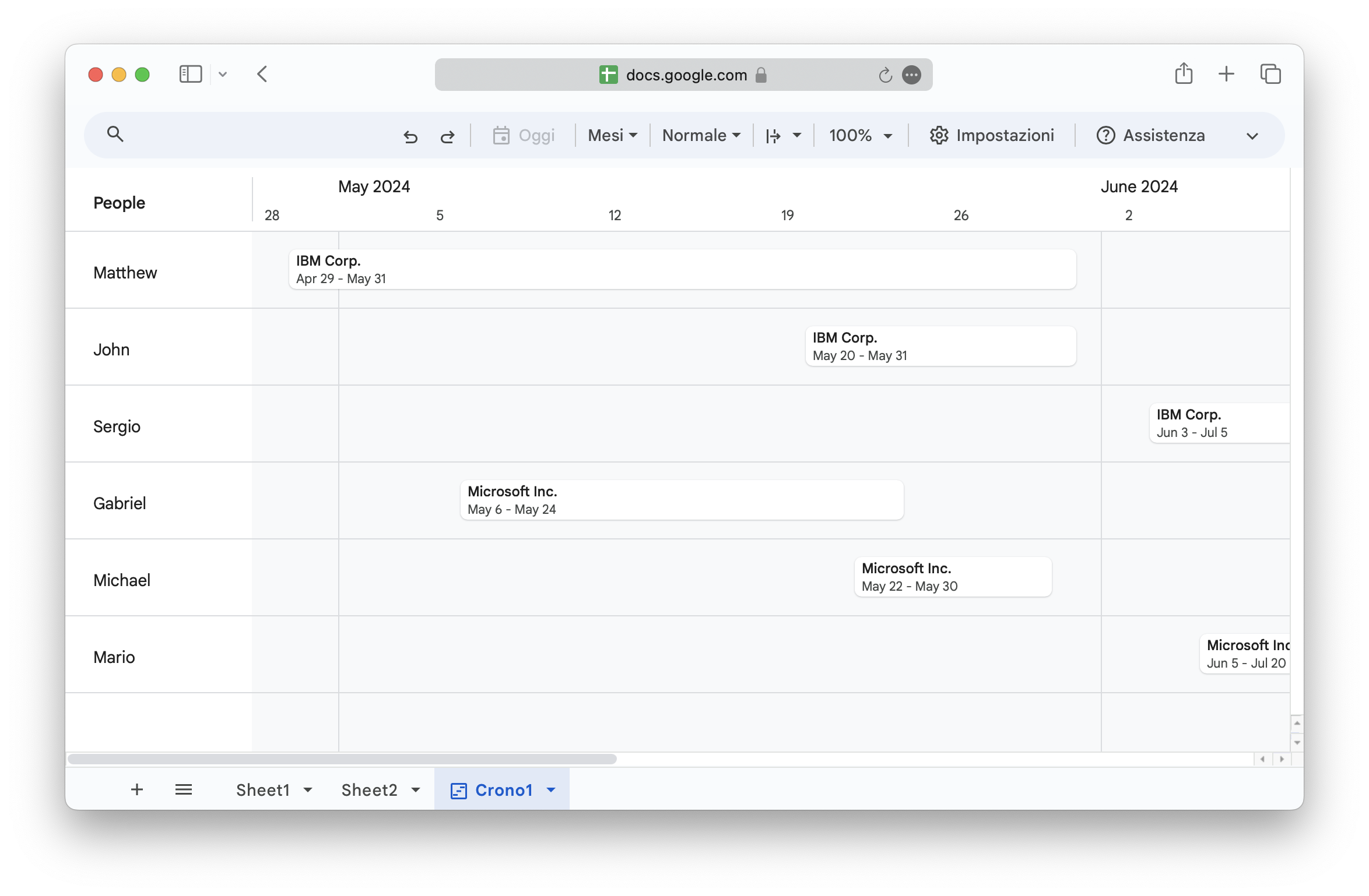 Using Google Sheets new Timeline View for workload planning