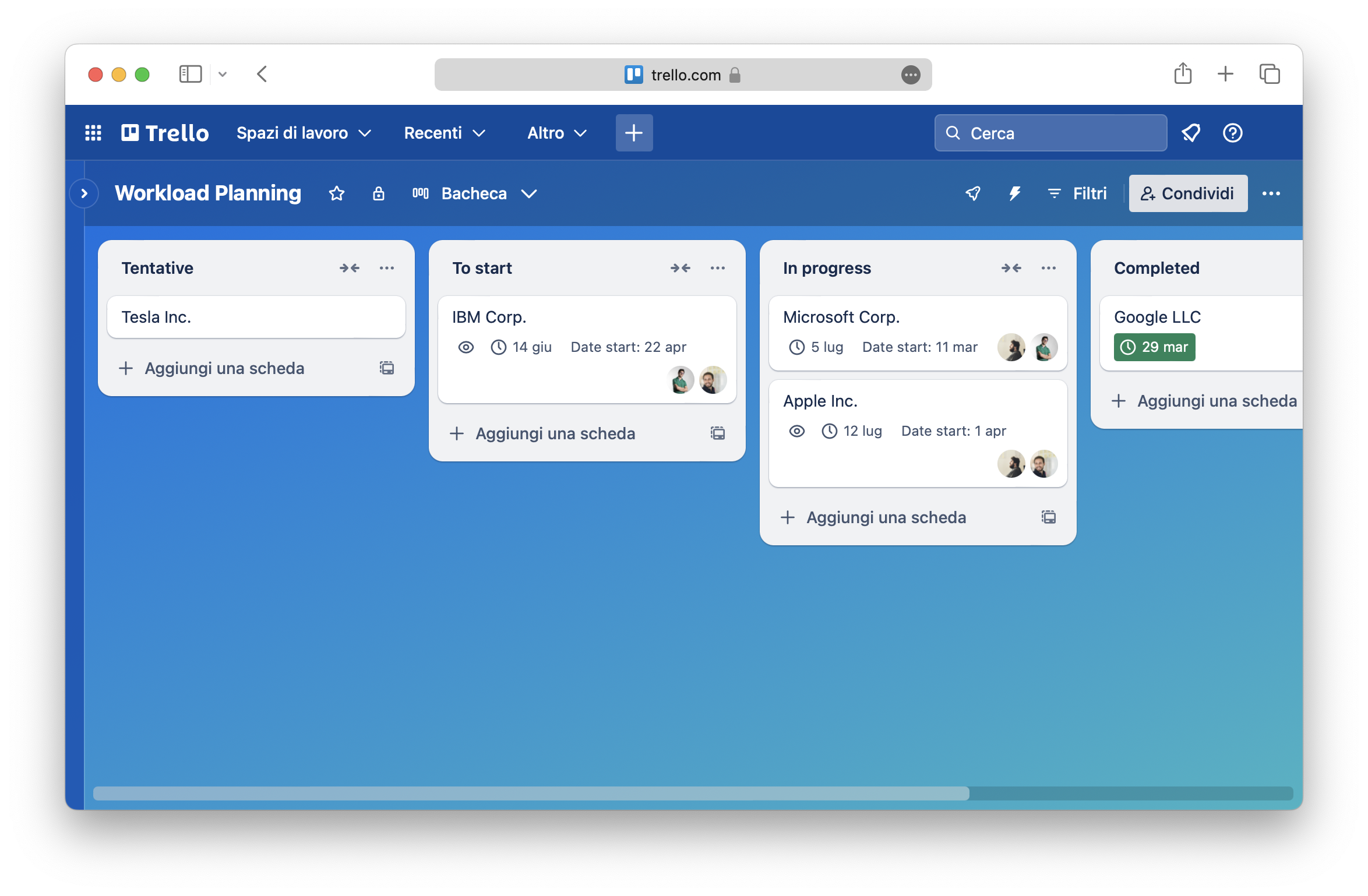 Using Trello for workload planning