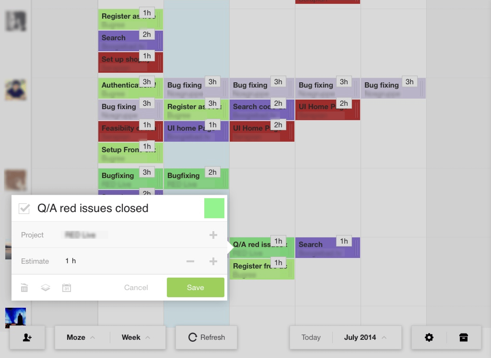 Old screenshot of Teamweek